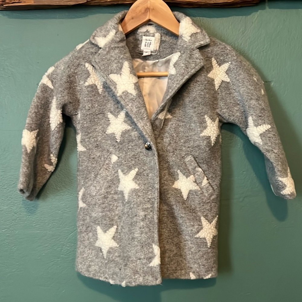 Baby Gap Gray And White Star Coat Size 4